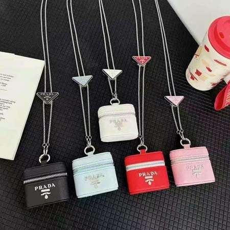 第5世代 airpodsケース ハイ ブランド イヤホンケース プラダ airpods 5/4/3ケース ショルダー チェーン付き