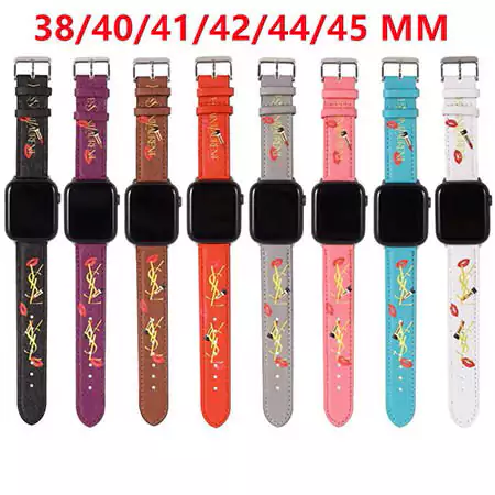 イヴサンローラン アップルウォッチバンド レザー エンボス加工 38mm 40mm 41mm 42mm 44mm 45mm 46mm 49mm 対応 