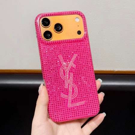 YSL マーク iphone18proケース チェック柄