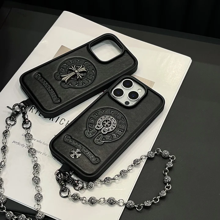 chrome hearts iphone18promaxケース レザー エンボス加工