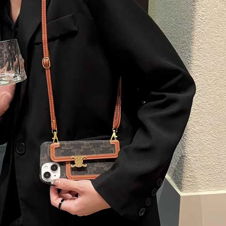 CELINE iphone18promaxケース ショルダー ストラップ付き