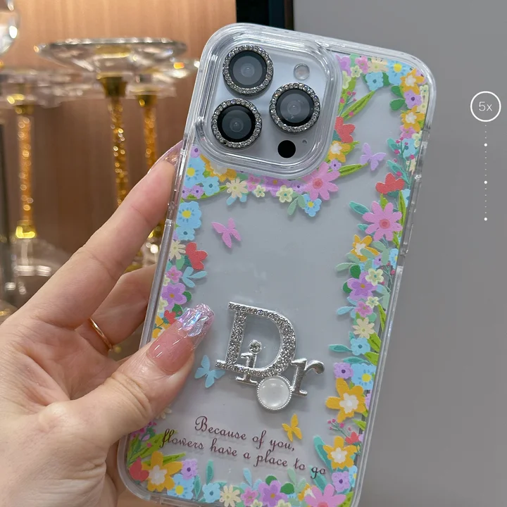 dior iphone18proケース キラキラ ダイヤ柄 ロゴ