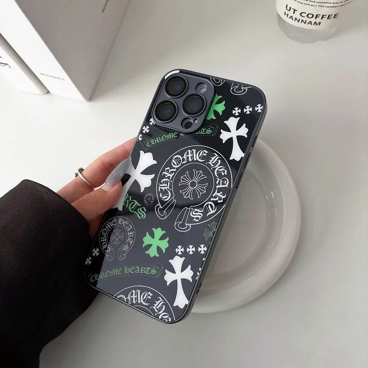 クロームハーツ iphone18promaxケース ガラス 指紋防止