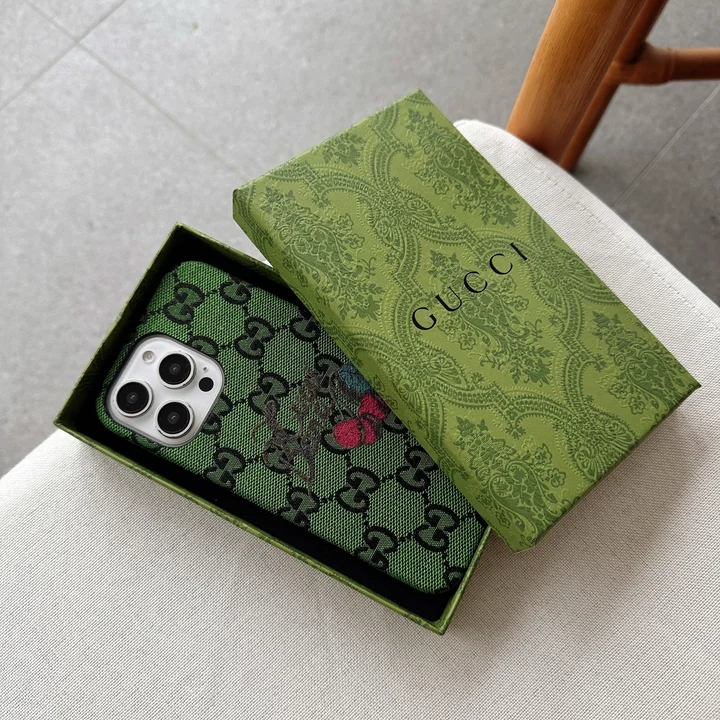グッチ iphone18promaxケース 刺繍 サクランボ