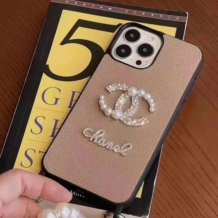 CHANEL iphone18proカバー パール ストラップき