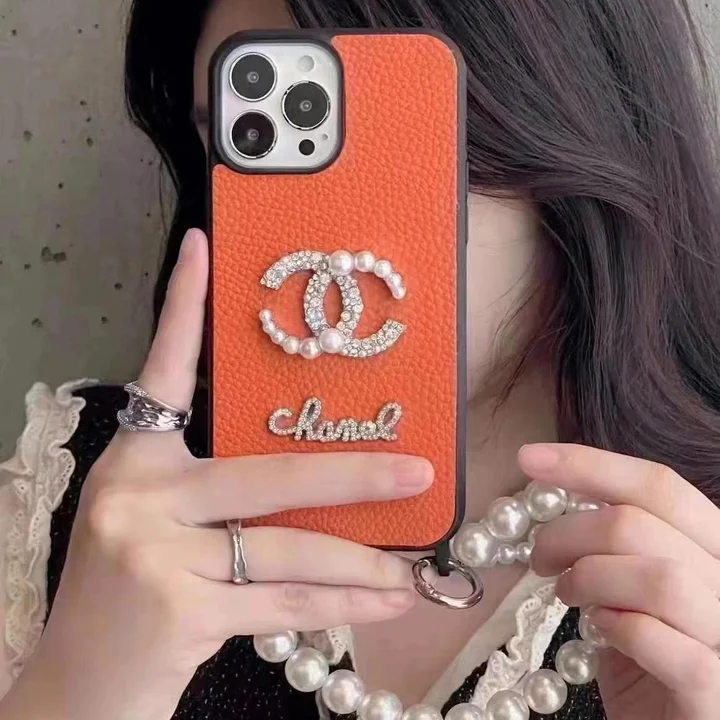 CHANEL iphone18proカバー パール ストラップき