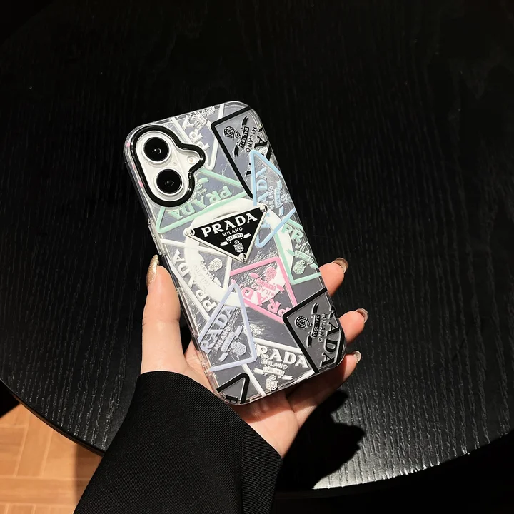 PRADA iphone18promaxケース 三角ロゴ プリント