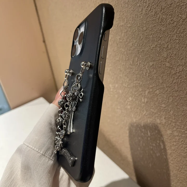 chrome hearts iphone18proケース 落下防止 チェーン付き