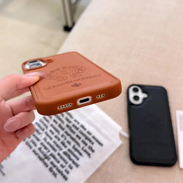 クロムハーツiphone18promax レザーケース ブラウン