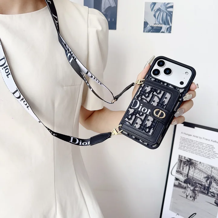 DIOR iphone18proケース ロング ストラップ付き