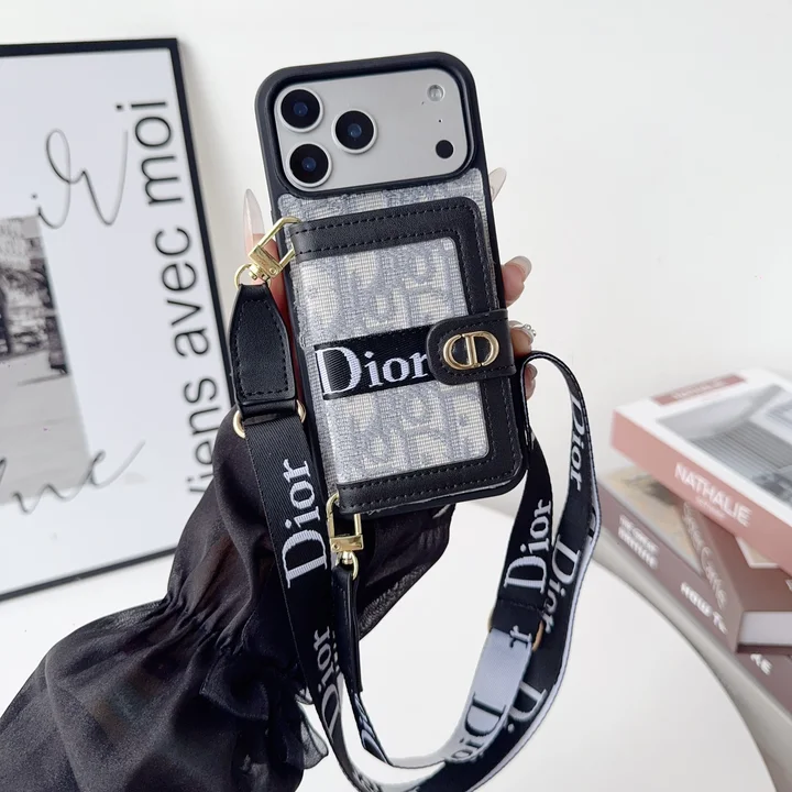 DIOR iphone18promaxカバー 背面 ポケット付き