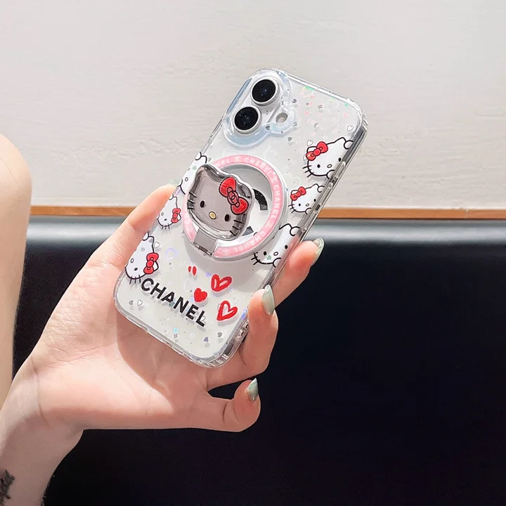 chanel iphone18proケース ネコ メタル 折りたたみ スタンド
