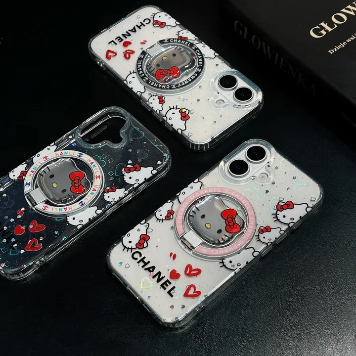 chanel iphone18proケース ネコ 猫柄 スタンド