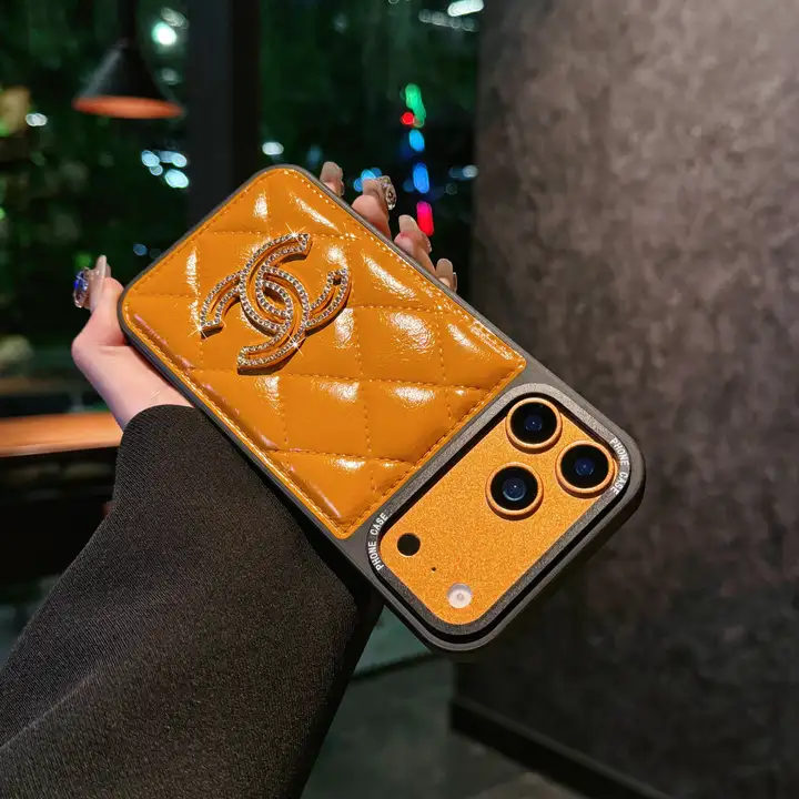 シャネル iphone18proケース レザー オレンジ