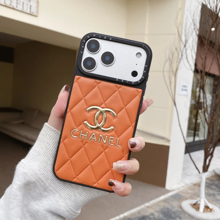 シャネル iphone18proケース レザー オレンジ