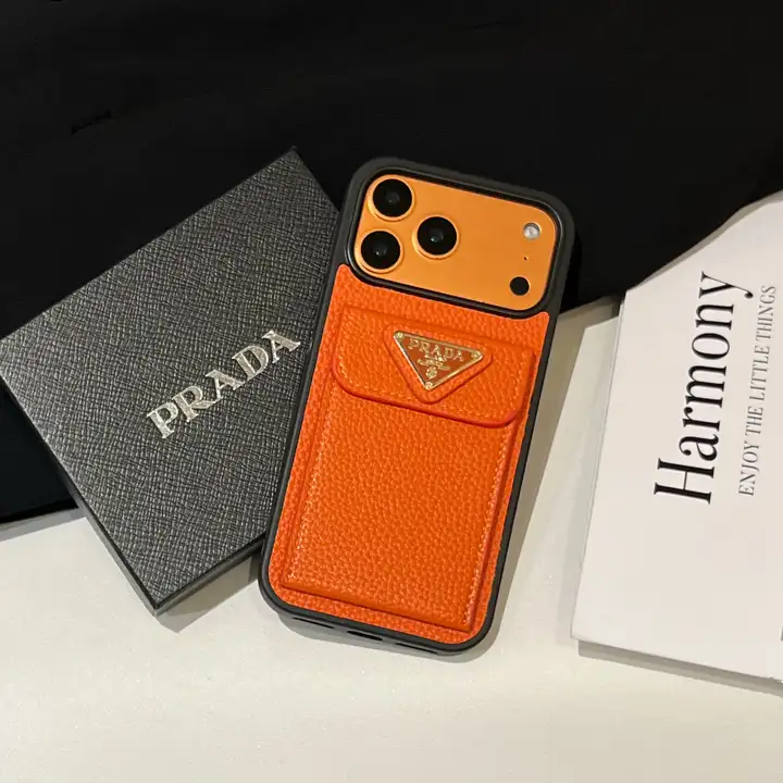 プラダ iphone18promaxケース ライチ柄 レザー