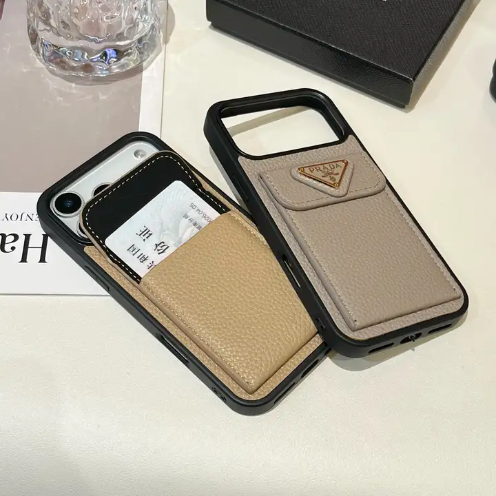 プラダ iphone18promaxケース ライチ柄 レザー