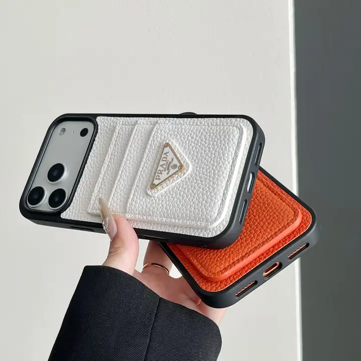 Prada iphone18proケース ライチ柄 レザー