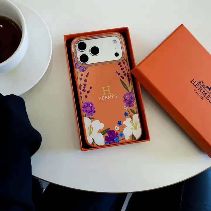 Hermes iphone18promaxケース フラワー