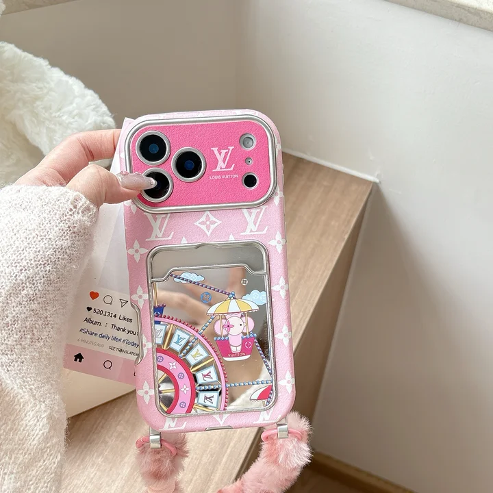 LV アイホン18promaxケース ふわふわ ショートストラップ