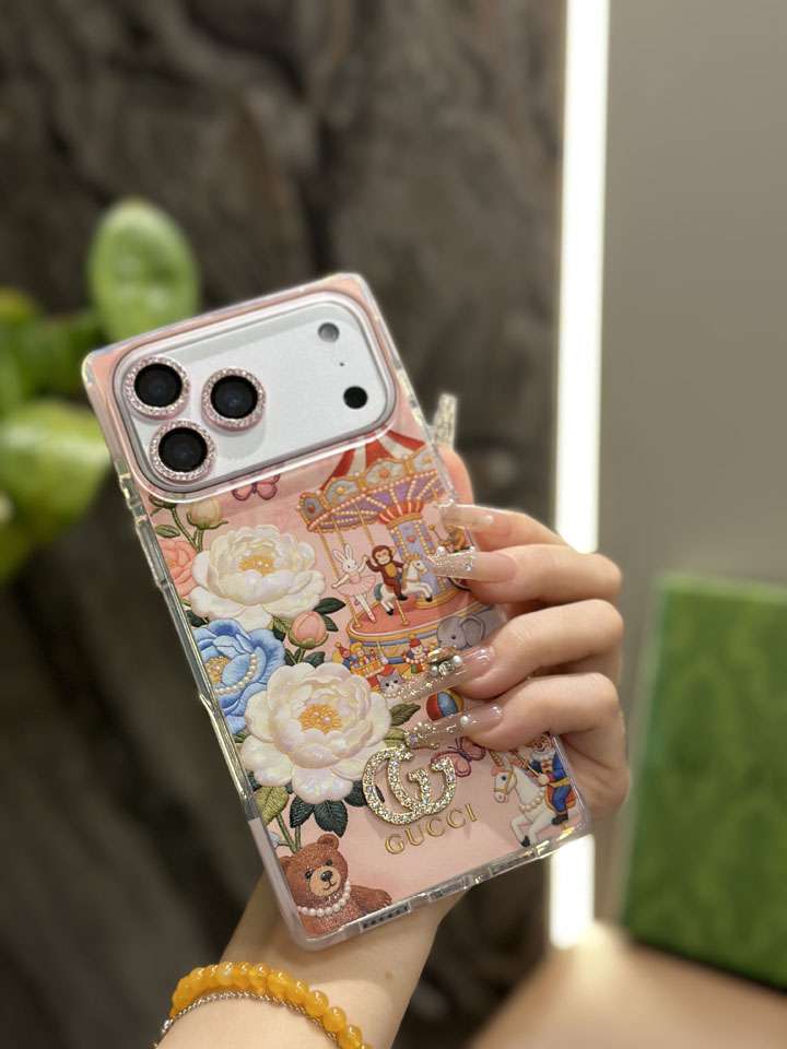 Gucci iphone18promaxケース キラキラ GGロゴ