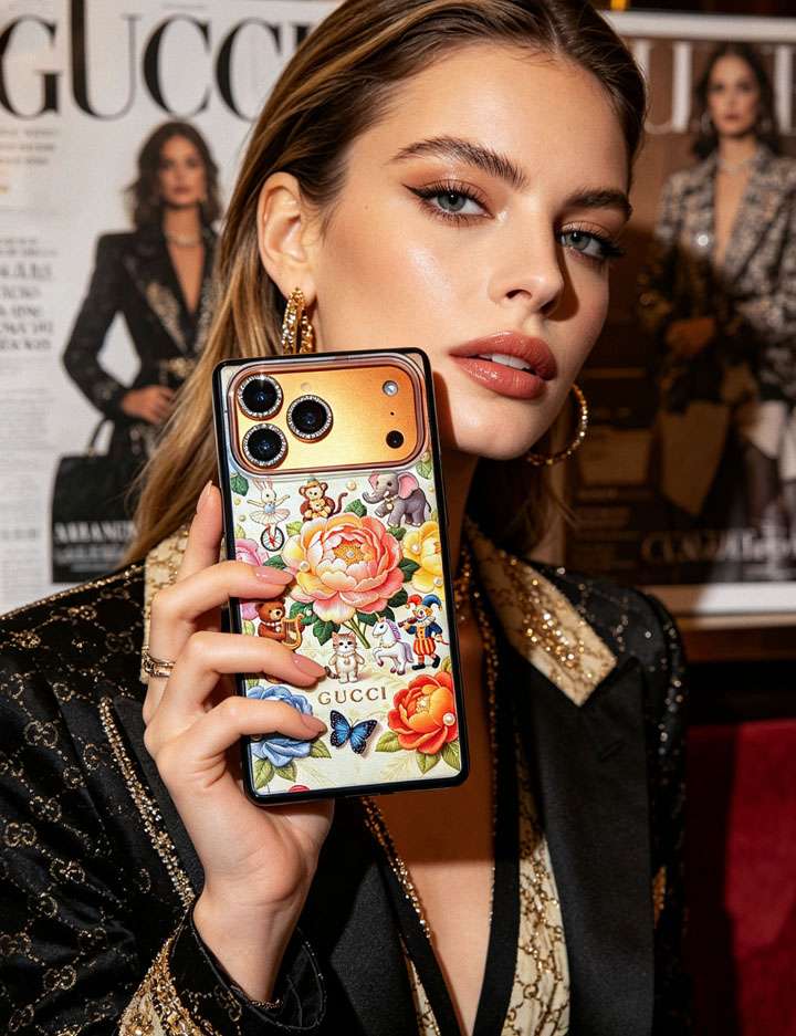 gucci iphone18 ケース スクエア キラキラ