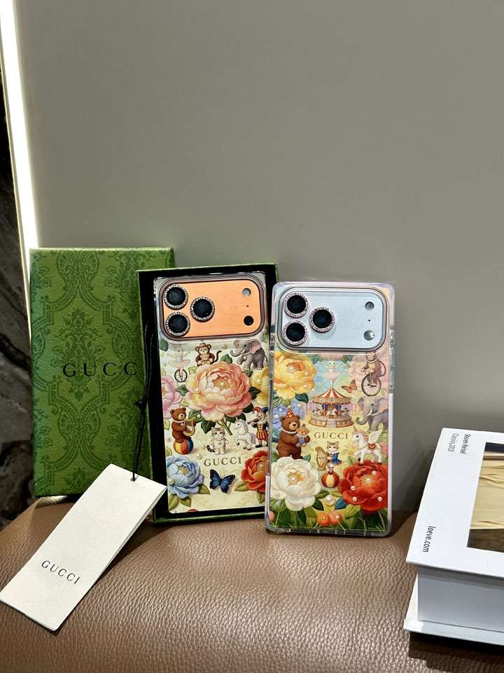 グッチ iphone18promaxケース 花 動物柄 可愛い
