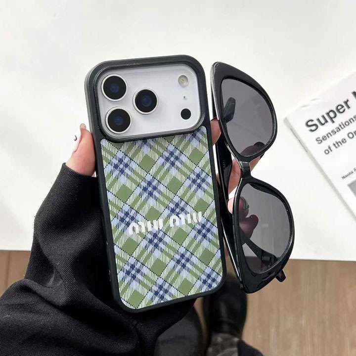 miu miu iphone18promax ケース チェック柄
