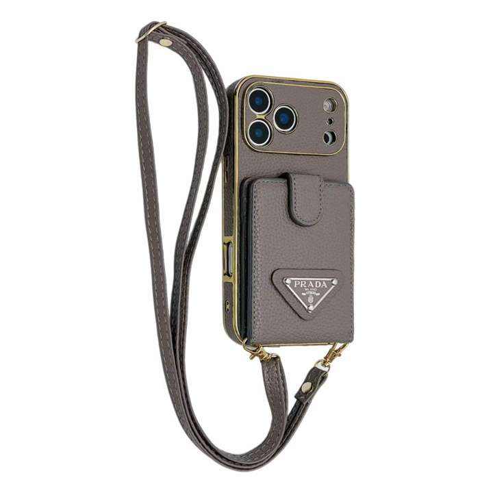 prada iphone18promax携帯ケース 背面 上下開き ポケット