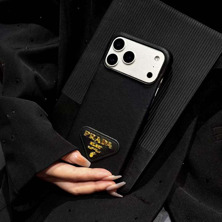 PRADA iphone18proケース ゴールド 三角ロゴ