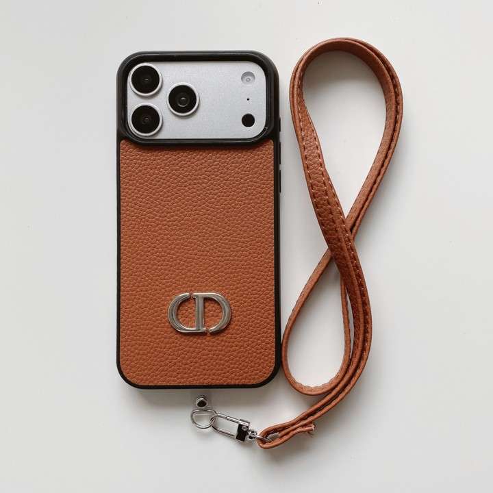 Dior iphone18promaxケース ライチ柄 PUレザー