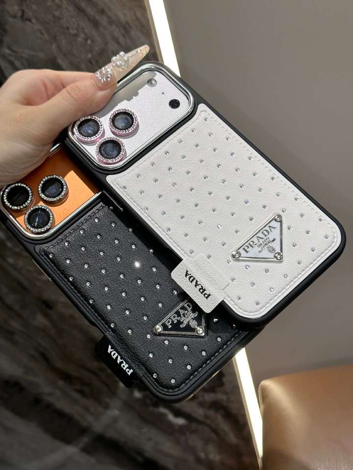 プラダ iphone18promaxケース フルカバー ラインストーン