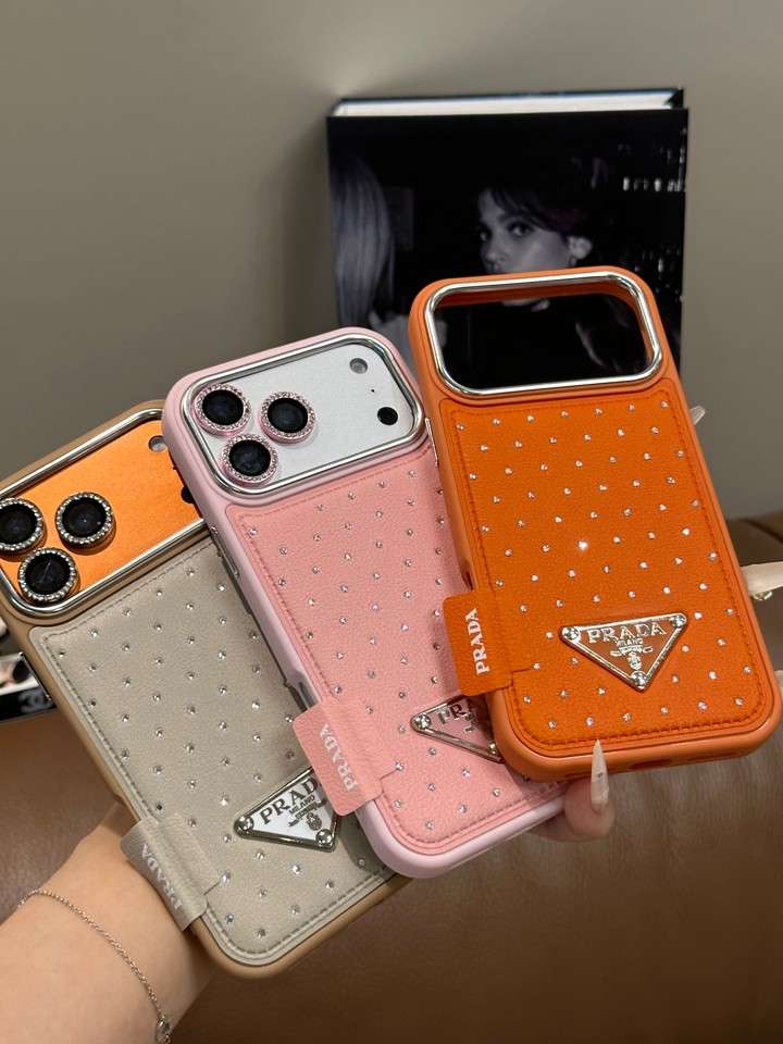 プラダ iphone18promaxケース フルカバー ラインストーン