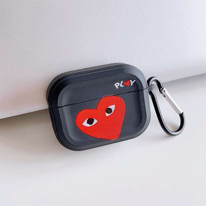 CDG airpods 5 ケース カラビナ付き