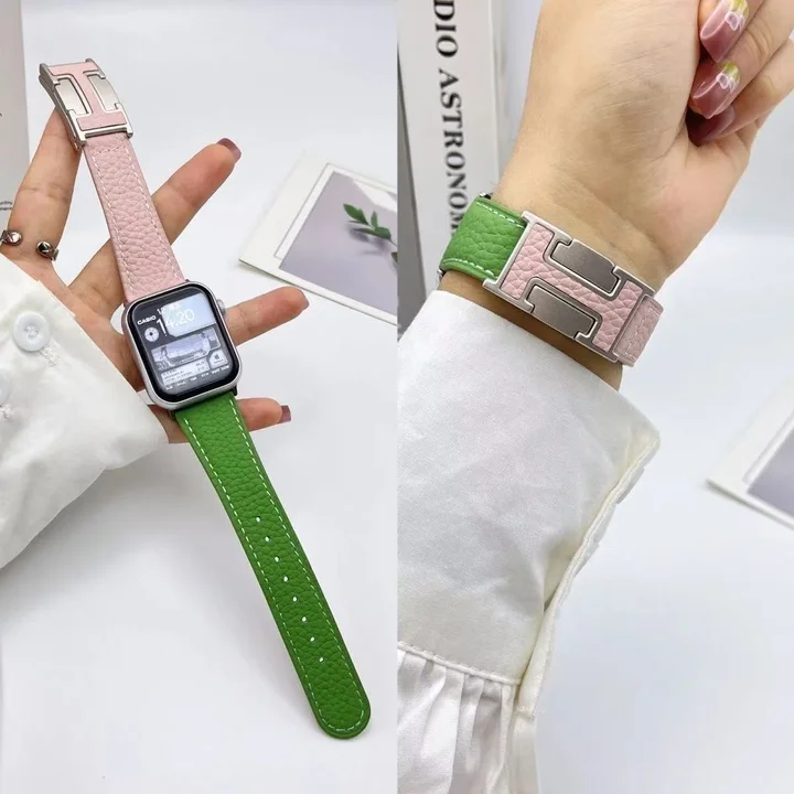 エルメス アップルウォッチ 交換バンド レザー バイカラー