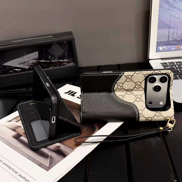 gucci iphone18promaxケース 手帳 落下防止 ストラップ 