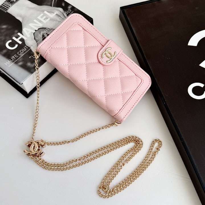 chanel iphone18pro手帳型ケース ラムスキン レザー